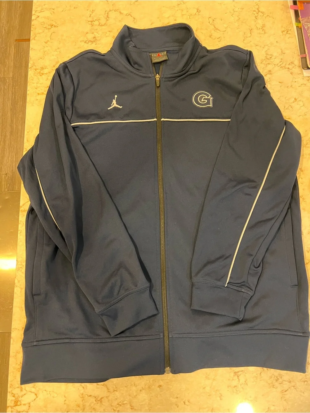 Jordan Georgetown Navy Track Jacket with White Piping